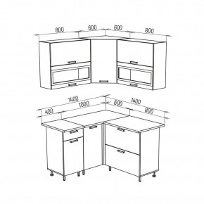 ТЕХНО Кухонный гарнитур угловой 1,4х1,4 м Компоновка №2 в Агрызе - agryz.mebel24.online | фото 8