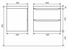 Тумба под раковину Uperwood Tanos 60 см, подвесная, белая/графит в Агрызе - agryz.mebel24.online | фото 6
