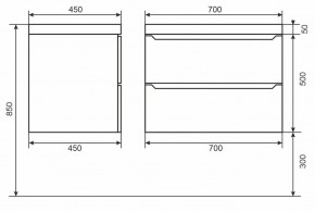 Тумба под раковину Uperwood Tanos 70 см, подвесная, черная матовая в Агрызе - agryz.mebel24.online | фото 6
