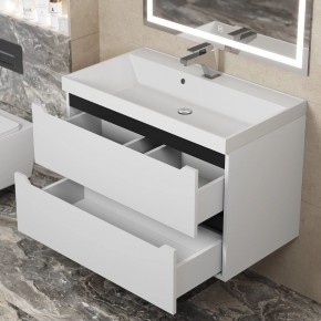 Тумба под раковину Uperwood Tanos 80 см, подвесная, белая/графит в Агрызе - agryz.mebel24.online | фото 9