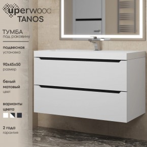 Тумба под раковину Uperwood Tanos 90 см, подвесная, белая/графит в Агрызе - agryz.mebel24.online | фото 3