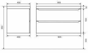 Тумба под раковину Uperwood Tanos 90 см, подвесная, белая/графит в Агрызе - agryz.mebel24.online | фото 6