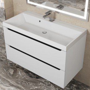 Тумба под раковину Uperwood Tanos 90 см, подвесная, белая/графит в Агрызе - agryz.mebel24.online | фото 9