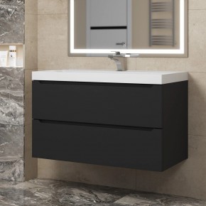 Тумба под раковину Uperwood Tanos 90 см, подвесная, черная матовая в Агрызе - agryz.mebel24.online | фото