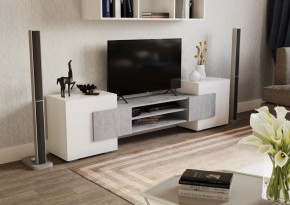Тумба ТВ 03 (Белый глянец/Цемент светлый) в Агрызе - agryz.mebel24.online | фото