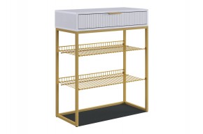 ВЕЛЬВЕТ Обувница (белое дерево/белый матовый/золото) в Агрызе - agryz.mebel24.online | фото